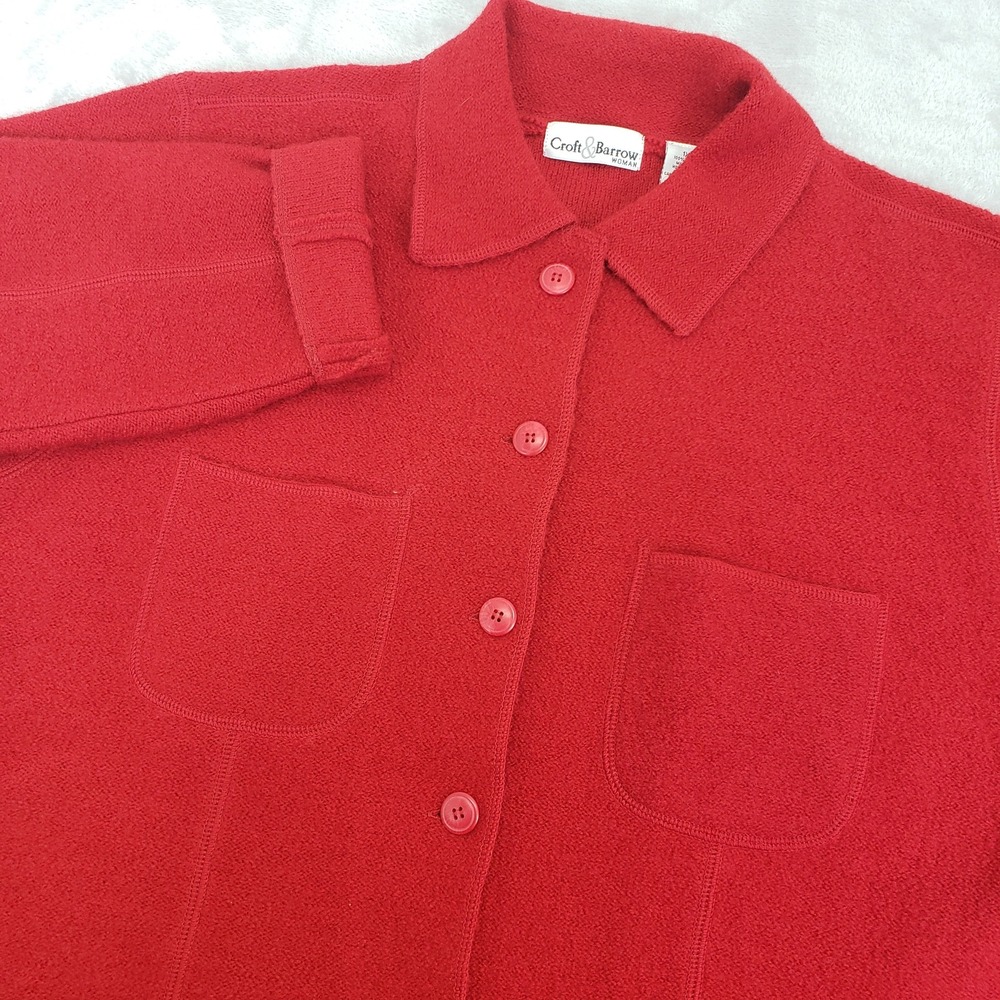 Vintage 100% Wool Croft & Barrow Button Front Cardigan Sweater Women Plus‎ 1X
